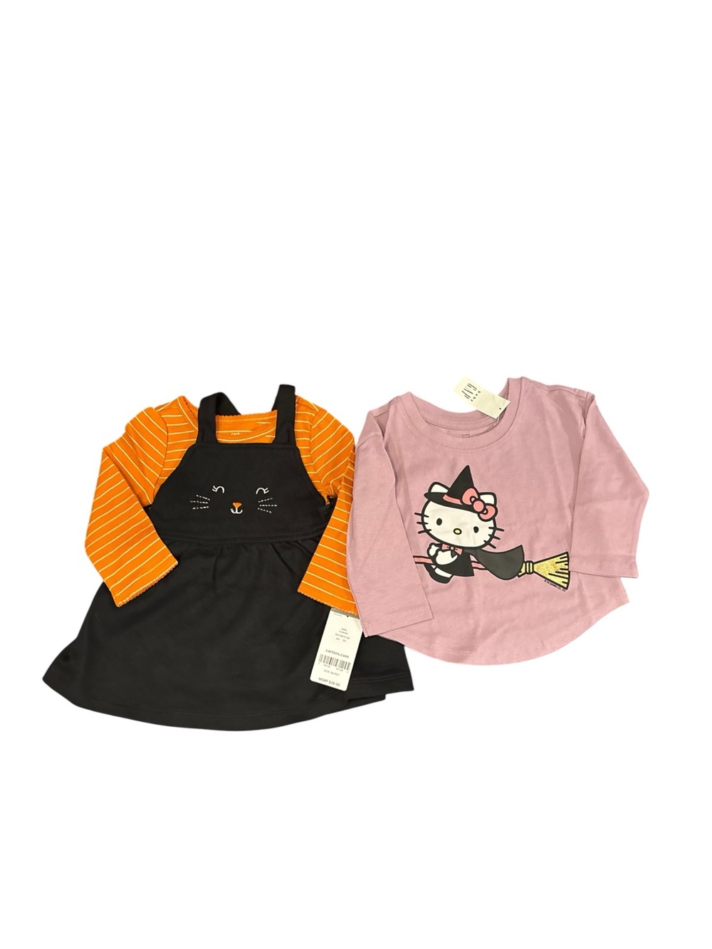 Carter’s NWT 2pc Halloween Jumper set and Baby Gap Hello Kitty shirt, size 6M